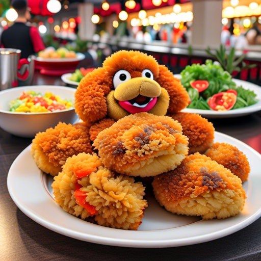The Monkey stuffed animal with a Big Smiling Face as a Fried Chicken dish